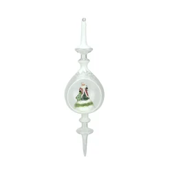 Roman Collectible>12.5" Winter Scene With Santa Claus Inside Of Glass Christmas Pendant Finial Ornament