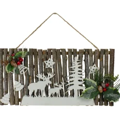 Wall & Door Decorations*Northlight 15.75" Wooden And Glitter Frosted Reindeer Christmas Wall Decor