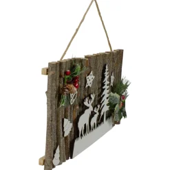 Wall & Door Decorations*Northlight 15.75" Wooden And Glitter Frosted Reindeer Christmas Wall Decor