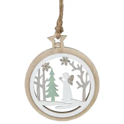 Northlight Angels & Cherubs>4.25" Wooden Angel And Pine Tree Christmas Ornament