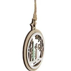 Northlight Angels & Cherubs>4.25" Wooden Angel And Pine Tree Christmas Ornament