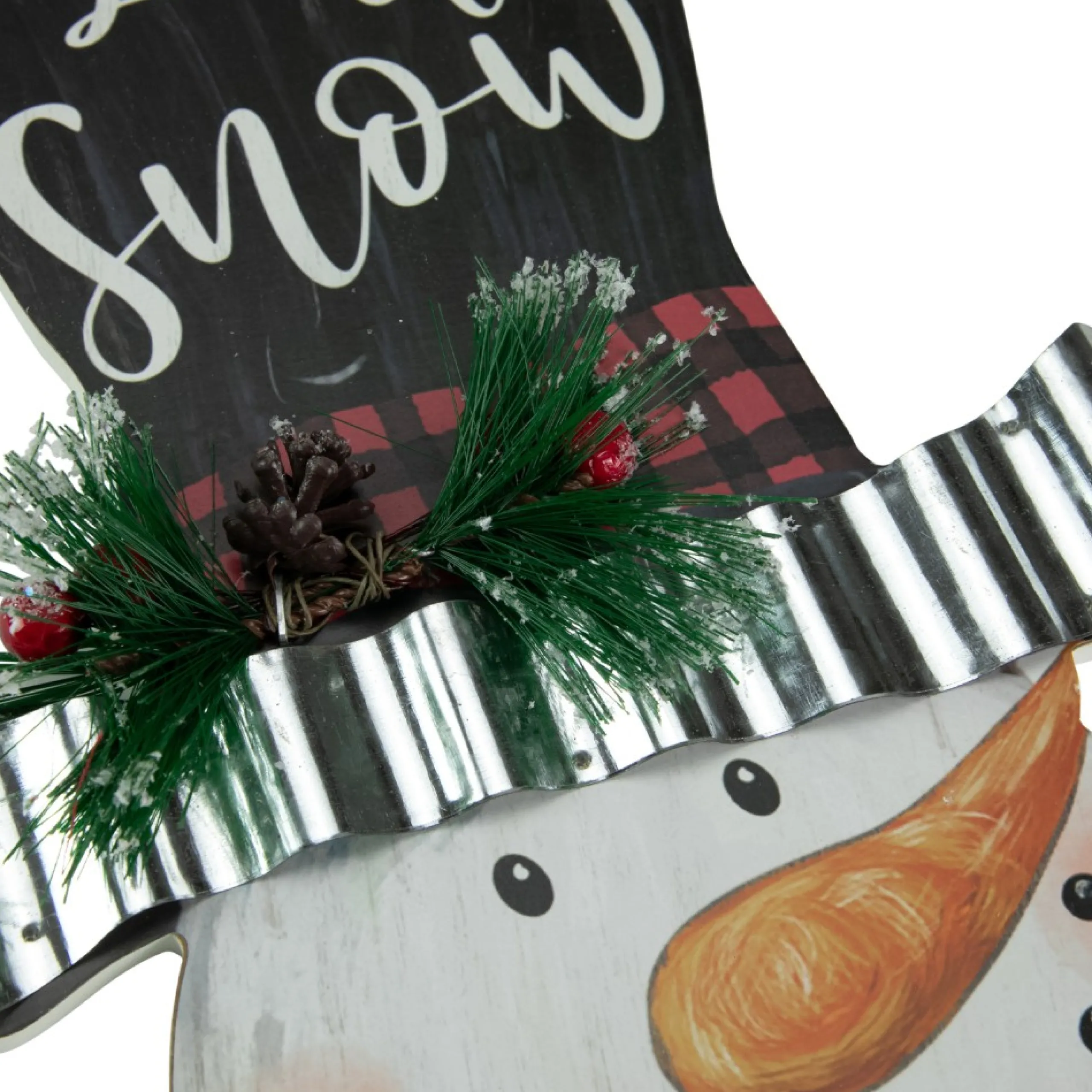 Wall & Door Decorations*Northlight 17" Wooden 'Let It Snow' Snowman With Plaid Scarf Christmas Wall Sign