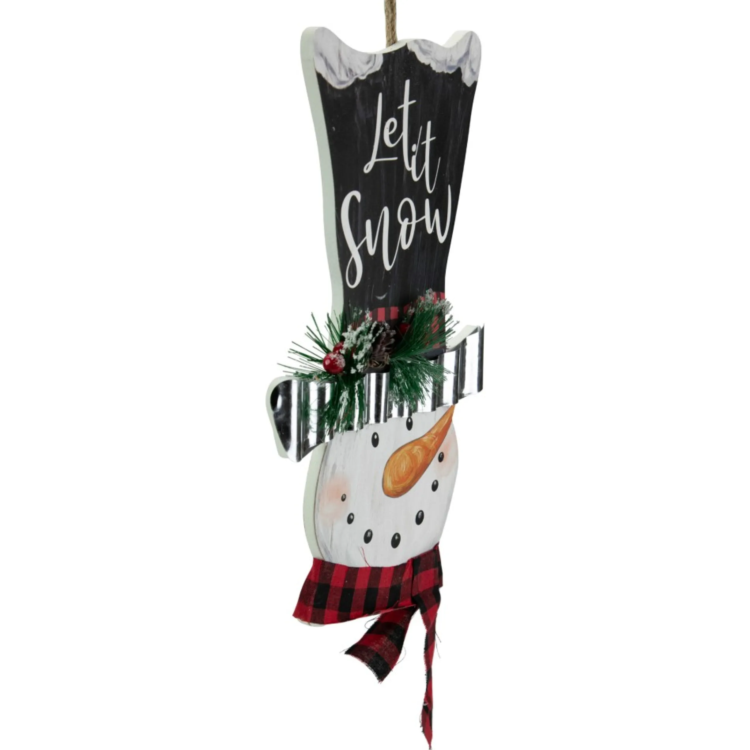 Wall & Door Decorations*Northlight 17" Wooden 'Let It Snow' Snowman With Plaid Scarf Christmas Wall Sign