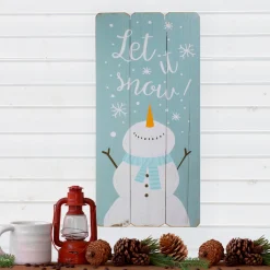 Signs & Plaques*Northlight 24" Wooden 'Let It Snow' Snowman Hanging Christmas Wall Sign