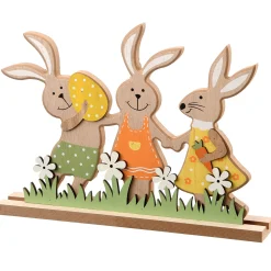 National Tree Company 12" Wooden Rabbit Trio Easter Tabletop Decoration