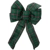 Bows*Northlight 14" X 9" Black And Green Plaid 6 Loop Christmas Bow Decoration