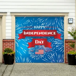 Showdown Displays 7' X 8' Blue And Red Fireworks Patriotic Car Garage Door Banner