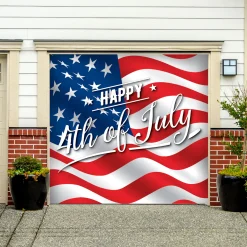 Showdown Displays 7' X 8' Blue And White American Flag Single Car Garage Door Banner