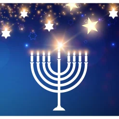 Showdown Displays 7' X 8' Blue And White Hanukkah Menorah Split Car Garage Door Banner