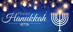 Showdown Displays 7' X 16' Blue And White "Happy Hanukkah" Christmas Double Car Garage Door Banner