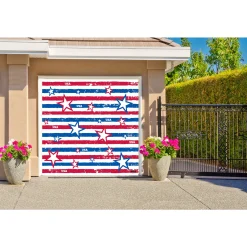 Showdown Displays 7' X 8' Blue Stars And Stripes Patriotic Single Car Garage Door Banner