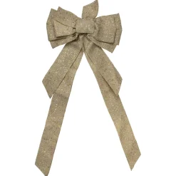 Bows*Northlight 12" X 25" Burlap And Gold 10 Loop Christmas Bow Decoration