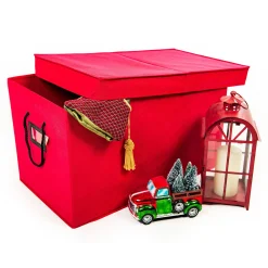 Santa’s Bags Ornament Storage>14.75" X 24.75" Candy Red Multi Use Christmas Storage Box