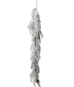 Frosted, Flocked, Iced Garland*Contemporary Home Living 4' X 9" Flocked Weeping Noble Fir Artificial Christmas Garland, Unlit