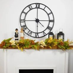 Northlight 5' X 10" Flowers With Wheat Artificial Fall Harvest Garland, Unlit