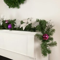 Specialty Garland*Northlight 6' X 9" Foliage, Poinsettia And Ornament Artificial Christmas Garland, Unlit