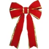 Bows*Northlight 25" X 37" Giant Red 3D 4-Loop Velveteen Christmas Bow With Gold Trim