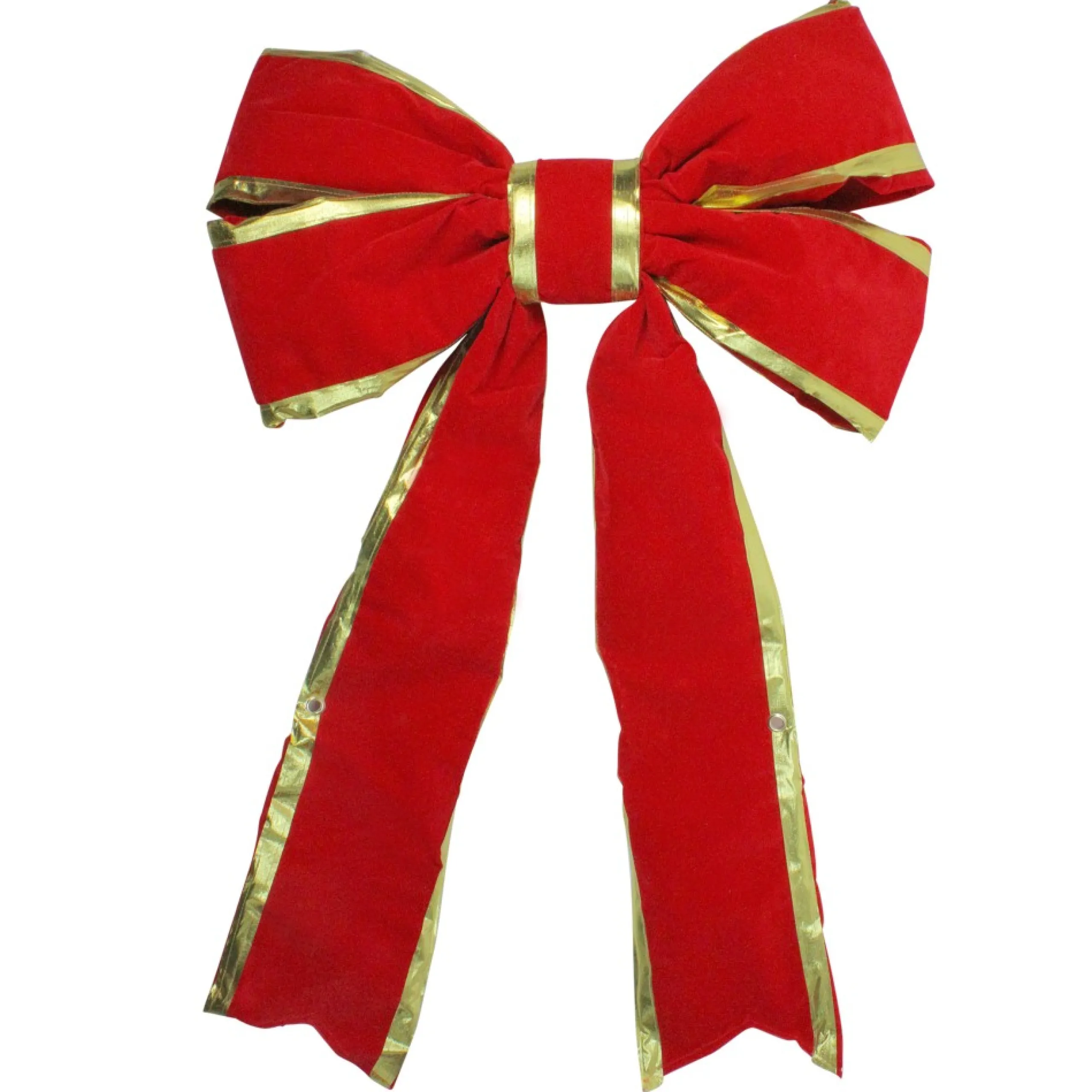 Bows*Northlight 25" X 37" Giant Red 3D 4-Loop Velveteen Christmas Bow With Gold Trim