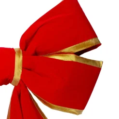 Bows*Northlight 25" X 37" Giant Red 3D 4-Loop Velveteen Christmas Bow With Gold Trim