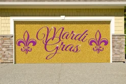 Showdown Displays 7' X 16' Gold And Purple "Mardi Gras" Double Car Garage Door Banner
