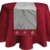Linens*Melrose 6' X 15.5" Gray And Red Embroidered Snowflake Christmas Table Runner