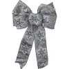 Bows*Northlight 14" X 9" Gray And White Snowflake 6 Loop Christmas Bow Decoration
