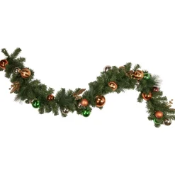Specialty Garland*Northlight 6' X 12'' Green Artificial Mixed Foliage With Ornaments Christmas Garland, Unlit