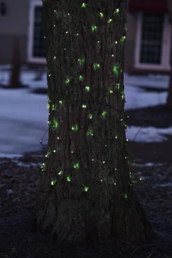 Northlight 2' X 8' Green Led Tree Trunk Wrap Net Style Christmas Lights - Brown Wire