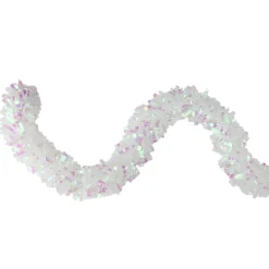 Unlit Garland*Northlight 12' X 3" Iridescent And Snowblush Wide Cut Tinsel Christmas Garland - Unlit