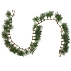 Traditional Pine Garland*Napco 6' X 5" Long Needle Pine And Rope Rustic Artificial Christmas Garland - Unlit