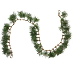 Traditional Pine Garland*Napco 6' X 5" Long Needle Pine And Rope Rustic Artificial Christmas Garland - Unlit