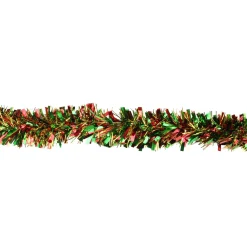 Unlit Garland*Northlight 12' X 4" Metallic Gold, Red And Green Wide Cut Tinsel Christmas Garland - Unlit