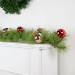 Specialty Garland*Northlight 6' X 9" Multi-Colored Ornament And Long Needle Pine Artificial Christmas Garland, Unlit