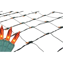 Northlight 4' X 6' Orange Mini Incandescent Net Style Christmas Lights - Green Wire