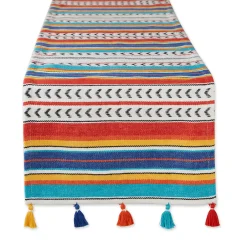 Contemporary Home Living 14" X 72" Picante Stripes Cinco De Mayo Cotton Table Runner With Tassels