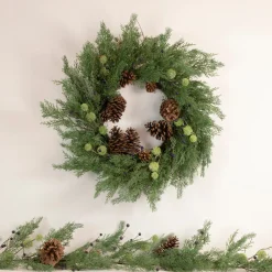 Berry Garland*Northlight 5' X 10" Pine And Blueberry Christmas Garland With Pinecones, Unlit