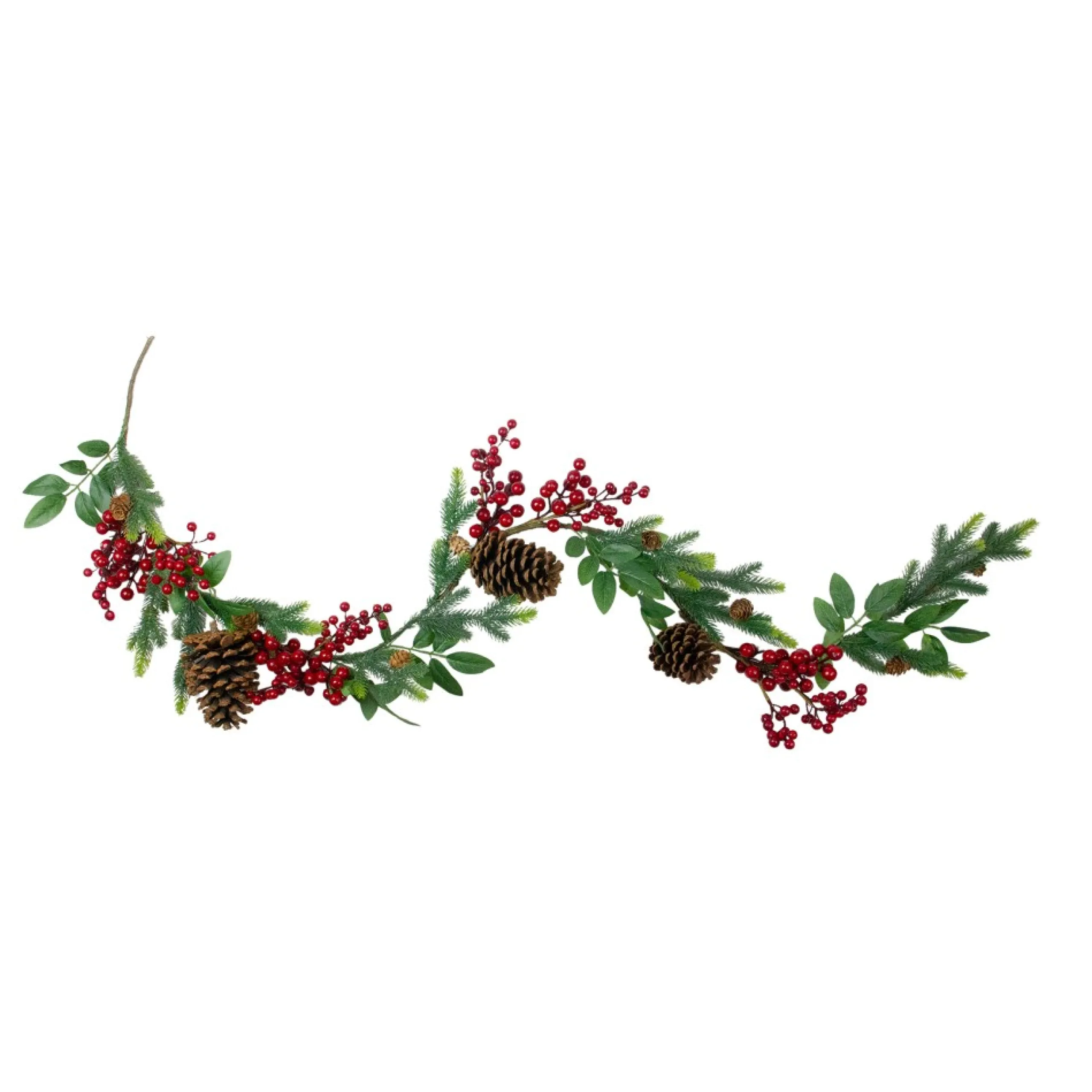 Unlit Garland*Northlight 5' X 4.75" Pine Springs, Berries And Pine Cones Artificial Christmas Garland - Unlit