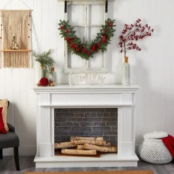 Traditional Pine Garland*Nearly Natural 3.25' X 7" Pines With Berries And Pinecones Artificial Christmas Garland, Unlit