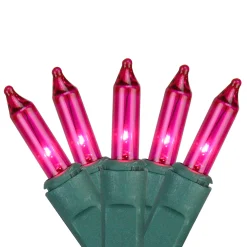 Sienna 4' X 6' Pink Mini Net Style Christmas Lights - Green Wire