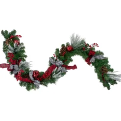 Specialty Garland*Northlight 6' X 12" Plaid And Houndstooth And Berries Artificial Christmas Garland - Unlit