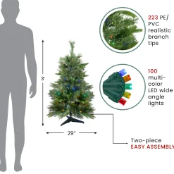 Northlight 3 And 3.5 Feet Tall>3' X 29 Pre-Lit Ashcroft Cashmere Pine Full Artificial Christmas Tree - Multi Led Lights