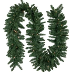 Pre-Lit Garland*Northlight 9' X 12" Pre-Lit Buffalo Fir Artificial Christmas Garland - Clear Lights