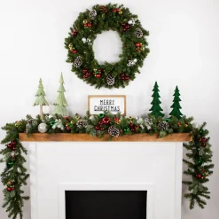 Pre-Lit Garland*Northlight 9' X 12" Pre-Lit Canadian Pine Artificial Christmas Garland, Multicolor Lights