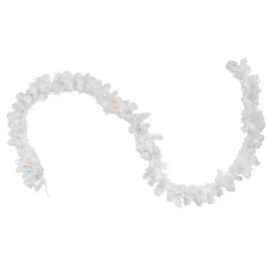 Pre-Lit Garland*Northlight 50' X 10" Pre-Lit Commercial Length Snow White Christmas Garland, Clear Lights