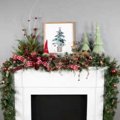 Pre-Lit Garland*Northlight 9' X 12" Pre-Lit Country Mixed Pine Artificial Christmas Garland - Clear Dura-Lit Lights