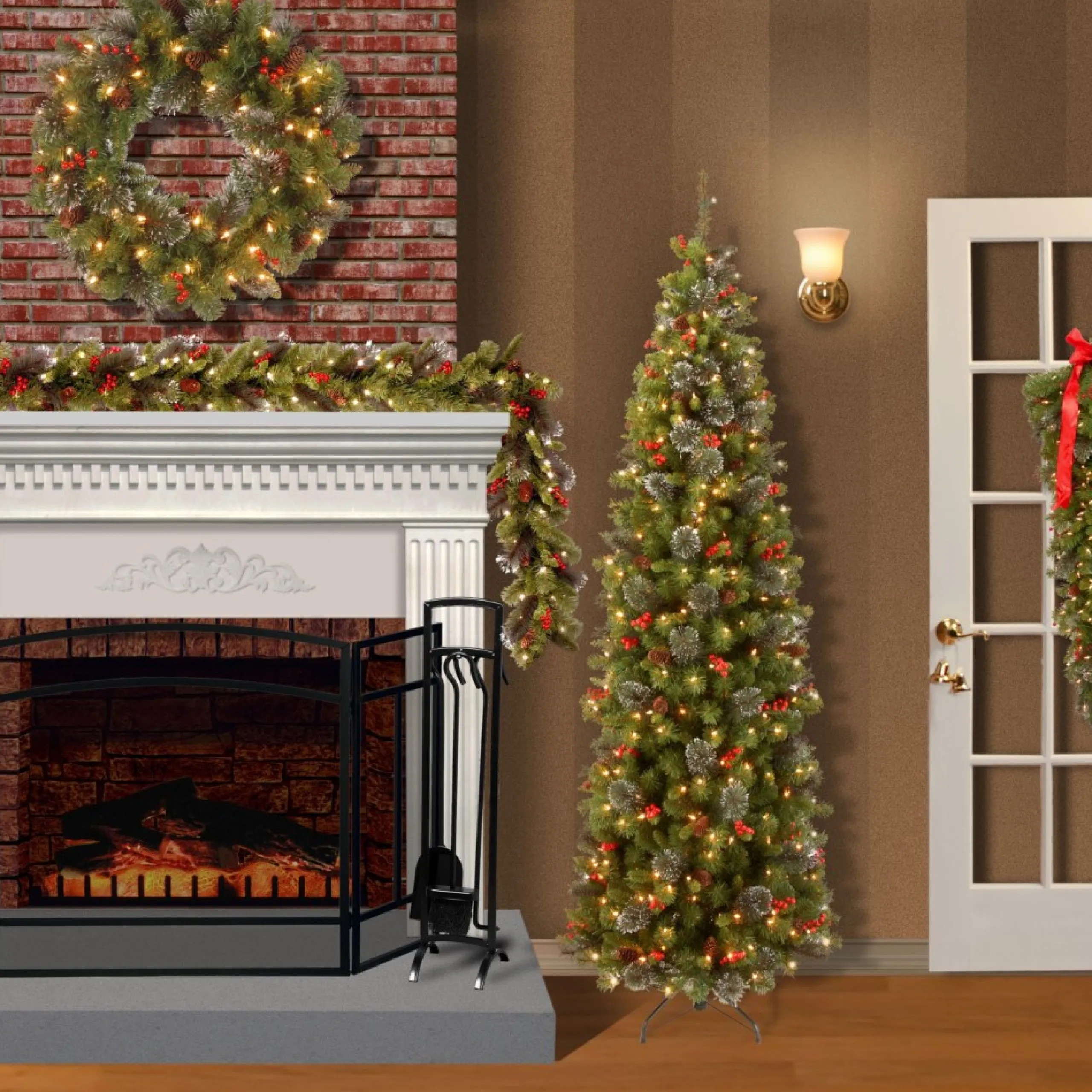 Pre-Lit Garland*National Tree Company 9' X 10" Pre-Lit Crestwood Spruce Artificial Christmas Garland, Warm White Led Lights