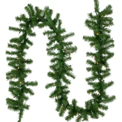 Traditional Pine Garland*Northlight 9' X 10" Pre-Lit Dorchester Pine Artificial Christmas Garland, Clear Lights