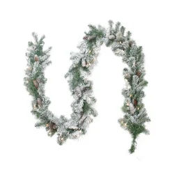 Pre-Lit Garland*Northlight 9' X 8" Pre-Lit Flocked Victoria Pine Artificial Christmas Garland - Clear Lights