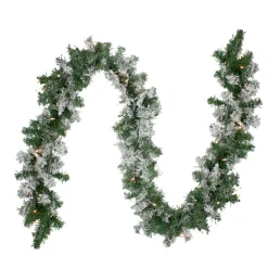 Pre-Lit Garland*Northlight 9' X 10" Pre-Lit Heavily Flocked Pine Artificial Christmas Garland - Clear Lights