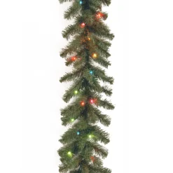 Traditional Pine Garland*National Tree Company 9' X 10" Pre-Lit Kincaid Spruce Artificial Christmas Garland, Multicolor Lights